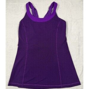 Lululemon Enhearten Tank Women’s Size 6 Purple Criss Cross Built-In Bra Yoga